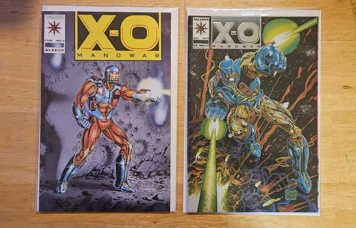 Set of NM+ X-O Manowar #1 & #0 First app X-O Manowar Jim Shooter Barry W. Smith Set of NM+ X-O Manowar #1 & #0 First app X-O Manowar Jim Shooter Barry W. Smith