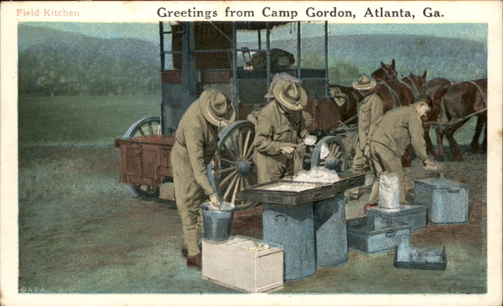Atlanta GA Field Kitchen Camp Gordon G.A. P.A. c1910s Vintage Postcard Atlanta GA Field Kitchen Camp Gordon G.A. P.A. c1910s Vintage Postcard