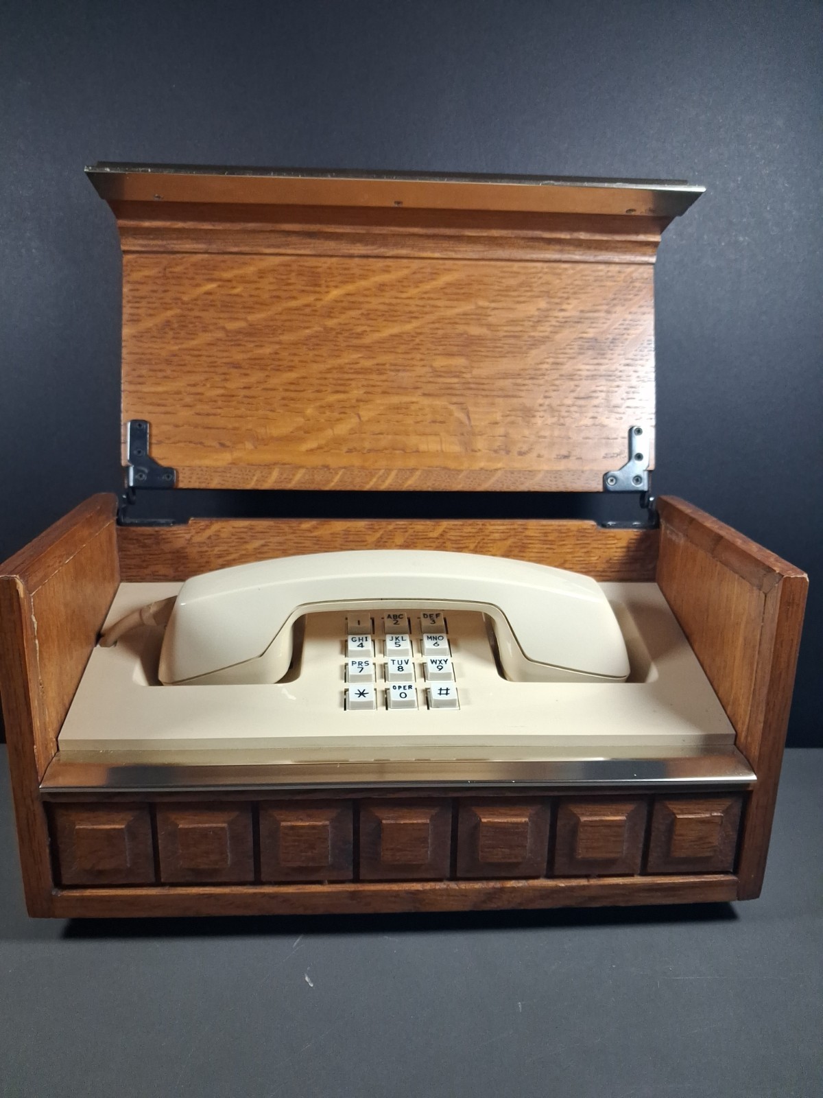 Vintage Western Electric Executive Stowaway Wood Box TouchTone Desk Phone Vintage Western Electric Executive Stowaway Wood Box TouchTone Desk Phone