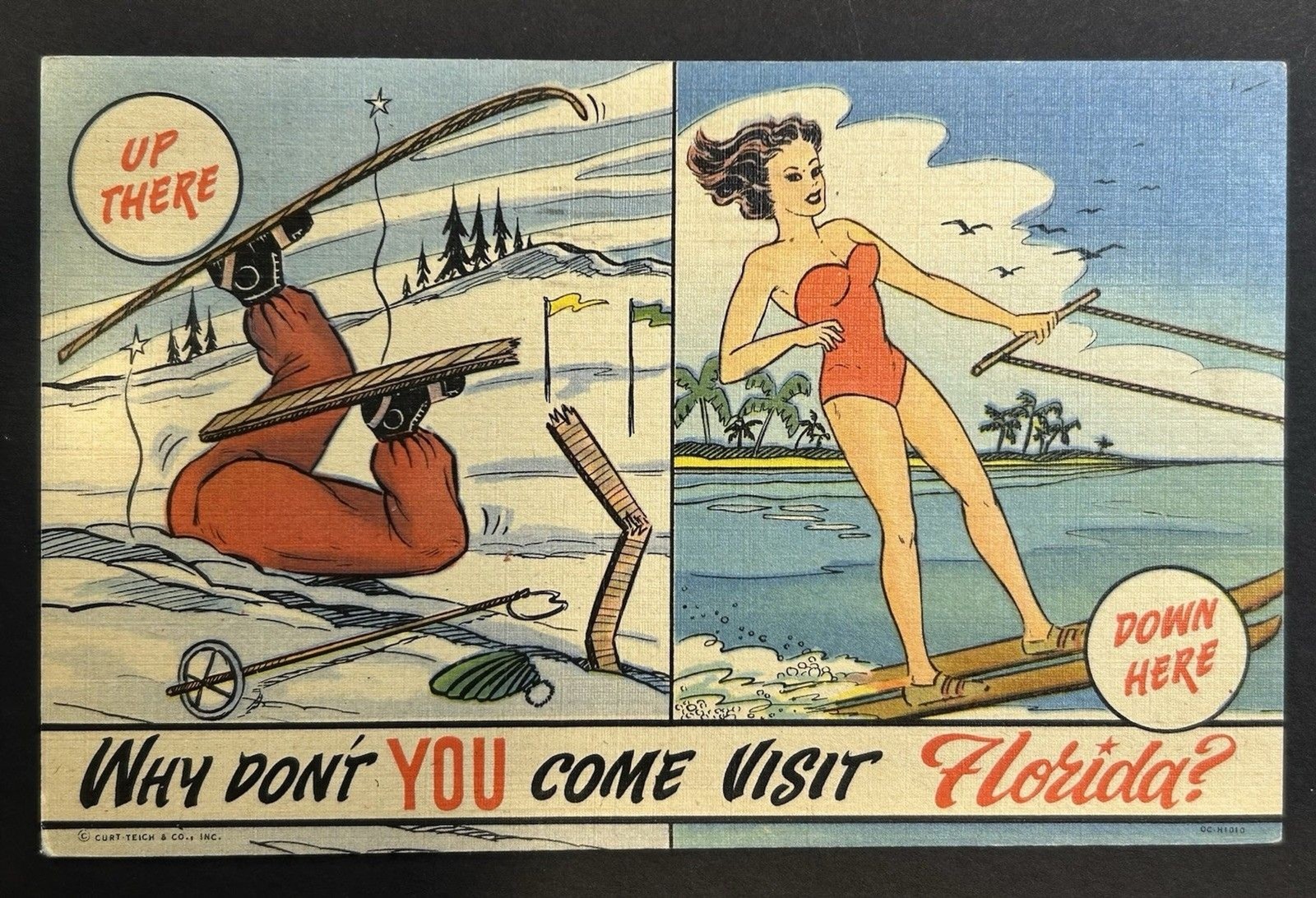 Why Don’t You Come Visit Postcard Tropical Florida Series Curt Teich 1956 Skiing Why Don’t You Come Visit Postcard Tropical Florida Series Curt Teich 1956 Skiing