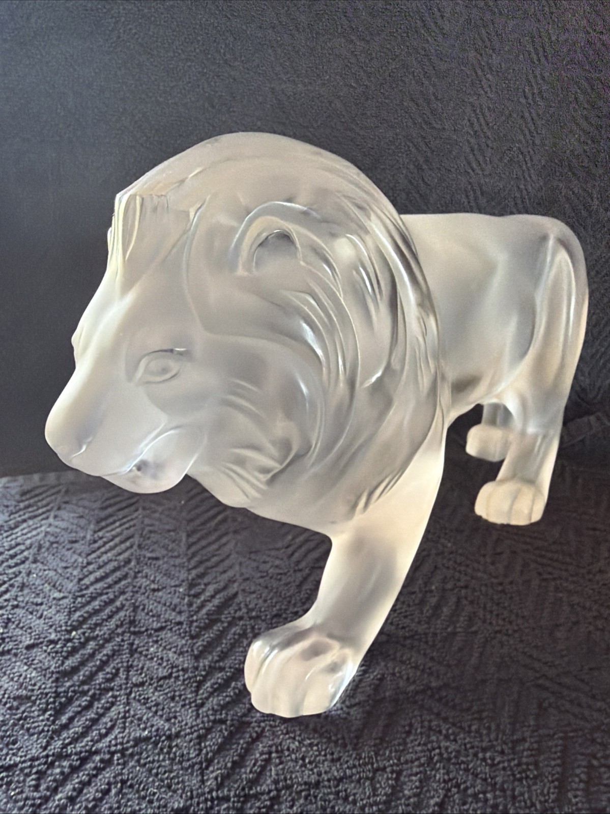 Lalique Signed Regulus Lion Frosted Crystal Large 29cm. Estate MINT