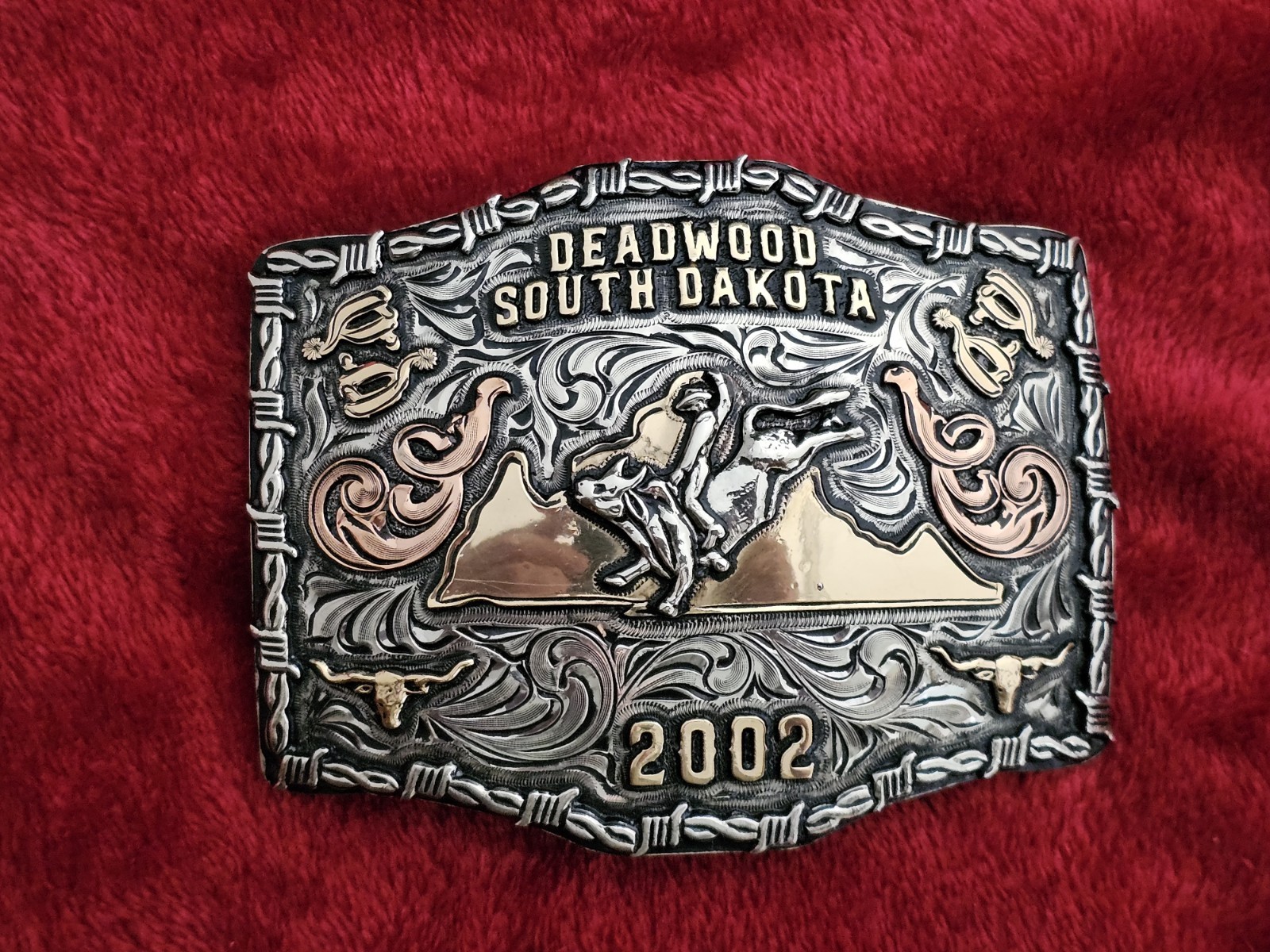 Bull Riding Rodeo Champion☆2002☆X~TREME☆TROPHY BUCKLE☆Deadwood S.D.☆Rare☆788