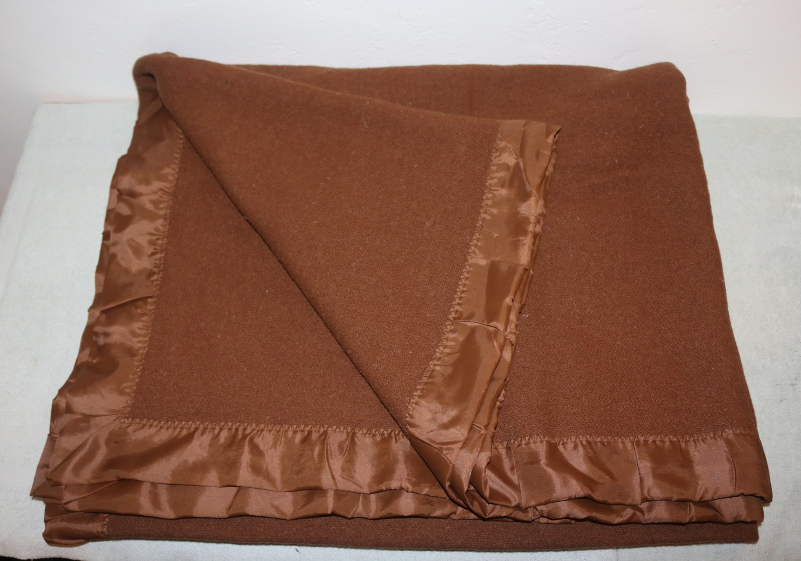 Vintage Faribo Large Brown 100% Wool Blanket - Satin Trim - 88” X 104” Vintage Faribo Large Brown 100% Wool Blanket - Satin Trim - 88” X 104”