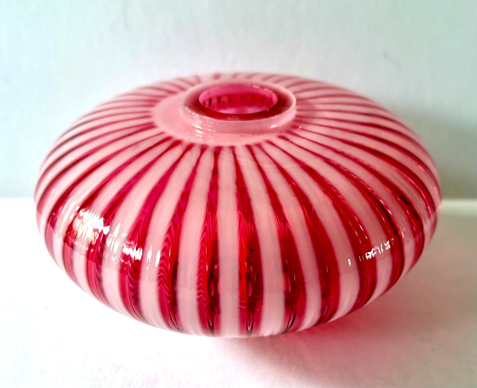 Vintage Cranberry Opalescent Ribbed Glass Lamp Spacer 4.5” Replacement Part Vintage Cranberry Opalescent Ribbed Glass Lamp Spacer 4.5” Replacement Part