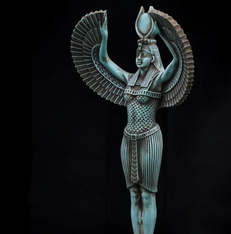 RARE Egyptian Artifacts Of Authentic Pharaonic Winged Statue Of Goddess Isis Bc