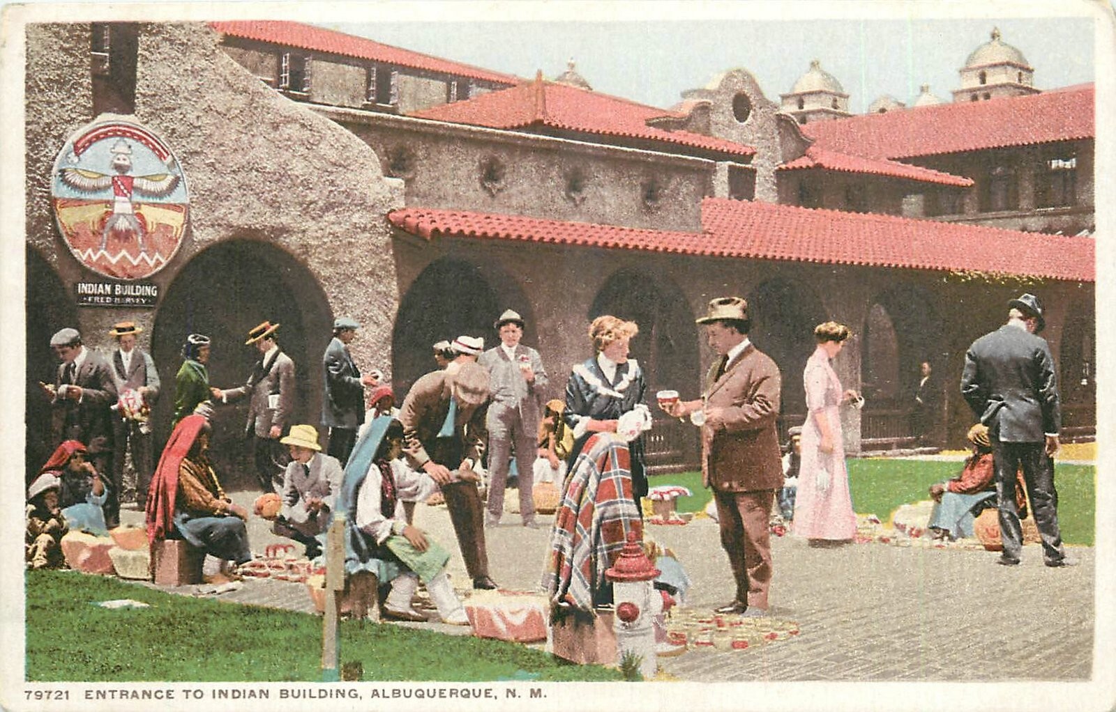 C1910 Albuquerque New Mexico Entrance Indian Building Phostint postcard 25-3780