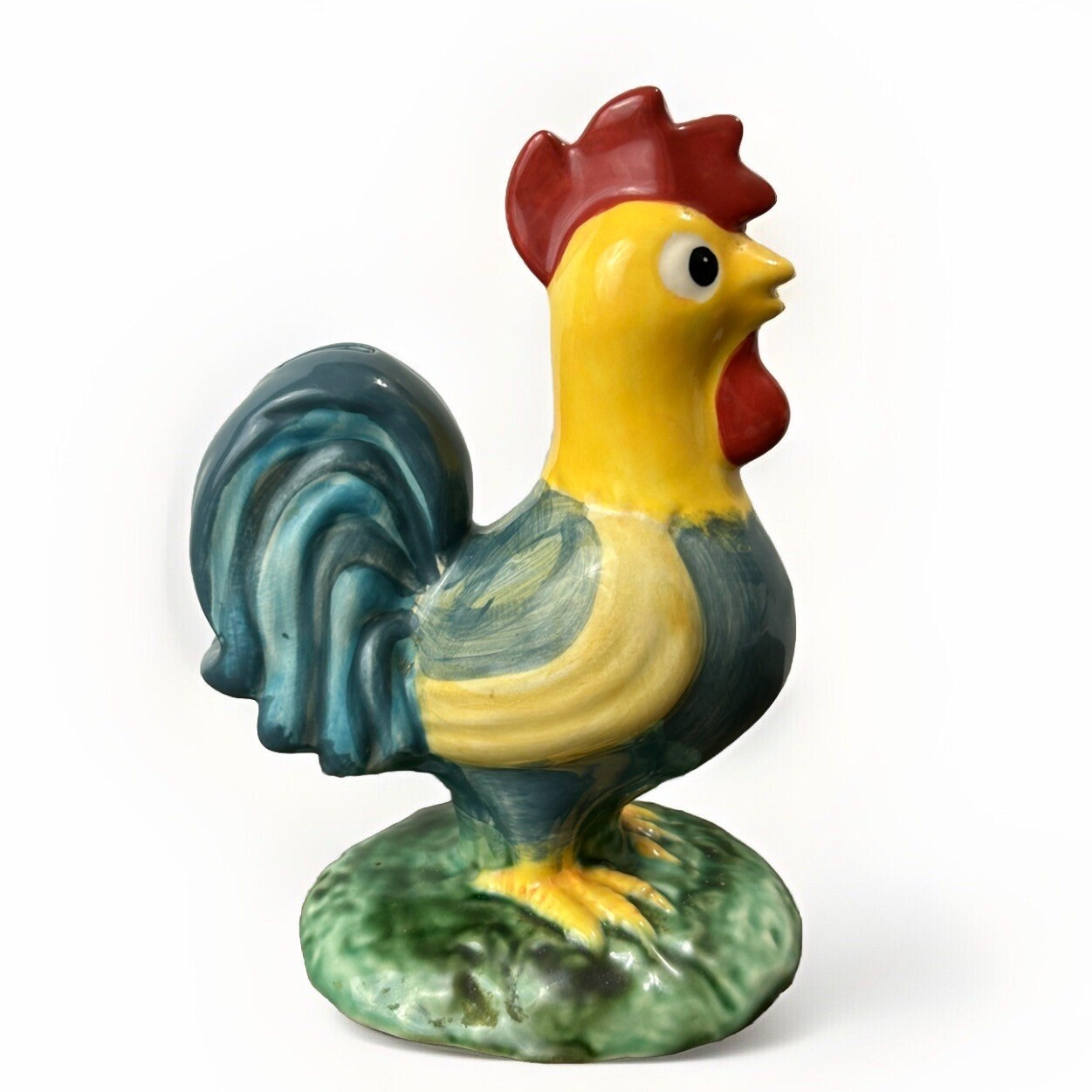 Ceramic Rooster Measuring Spoon Holder Hand Painted Farmhouse Figurine Folk Art