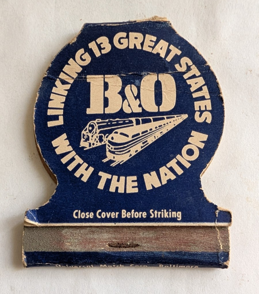 vintage B&O railroad advertising matchbook Sentinel Service used and empty vintage B&O railroad advertising matchbook Sentinel Service used and empty