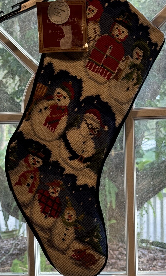 VTG HANDMADE WOOL JABARA NEEDLEPOINT TAPESTRY CHRISTMAS STOCKING SNOWMAN NWT VTG HANDMADE WOOL JABARA NEEDLEPOINT TAPESTRY CHRISTMAS STOCKING SNOWMAN NWT