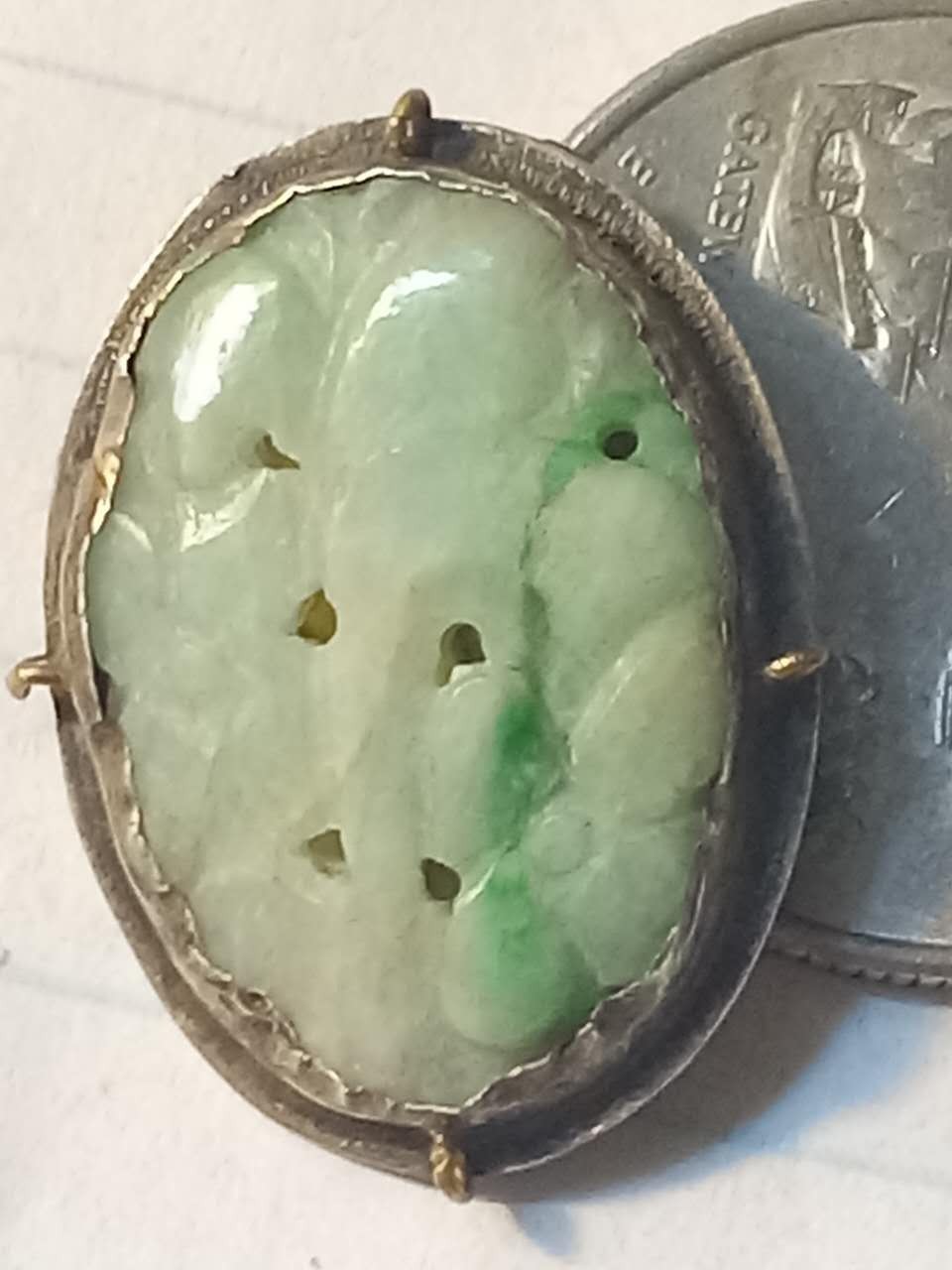 Vintage Chinese Asian Sterling Silver Carved Green Jade Jadeite Dress Shoe Clip Vintage Chinese Asian Sterling Silver Carved Green Jade Jadeite Dress Shoe Clip