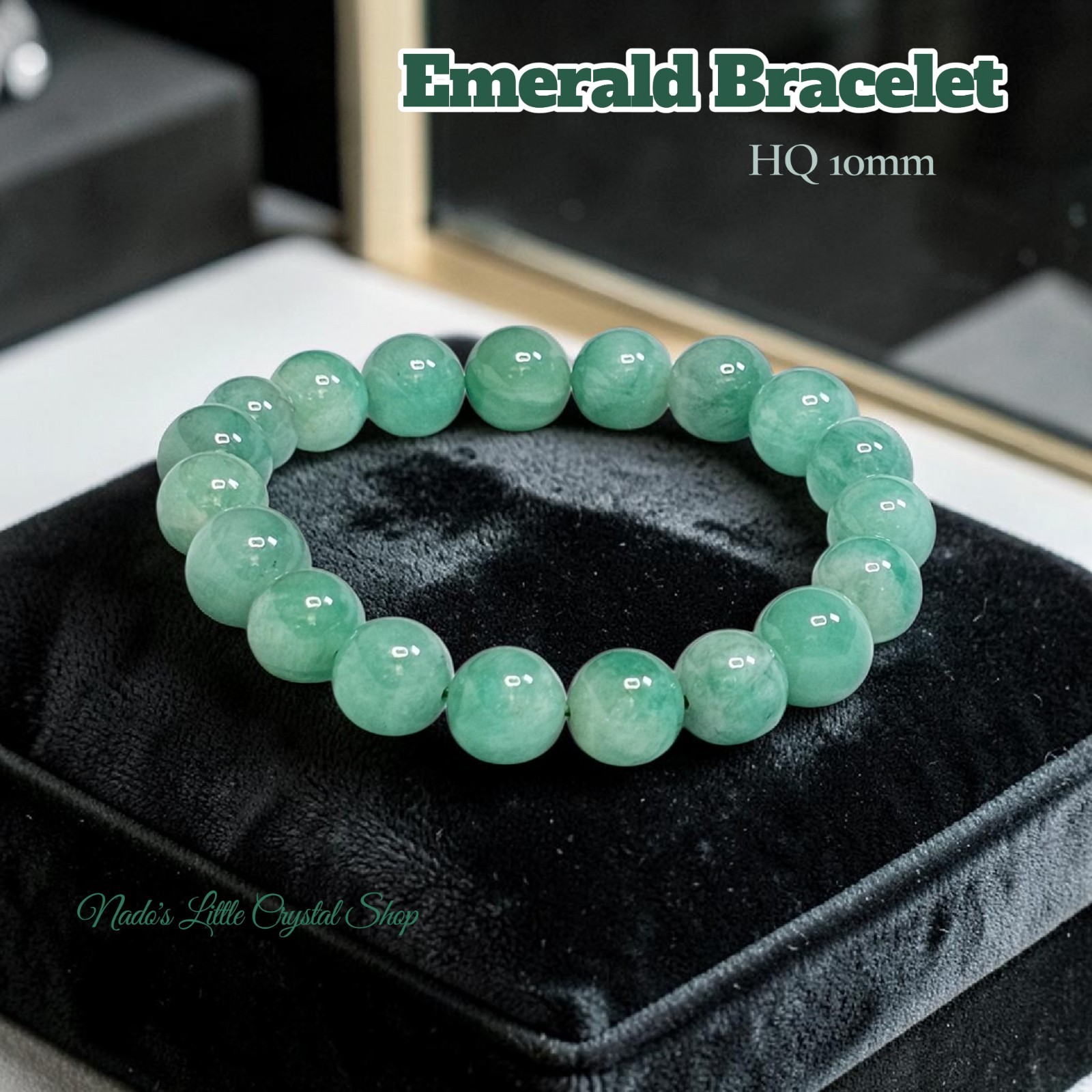 Emerald HQ Crystal Bracelet 10mm Round Beads Natural Gemstone Reiki Healing Emerald HQ Crystal Bracelet 10mm Round Beads Natural Gemstone Reiki Healing