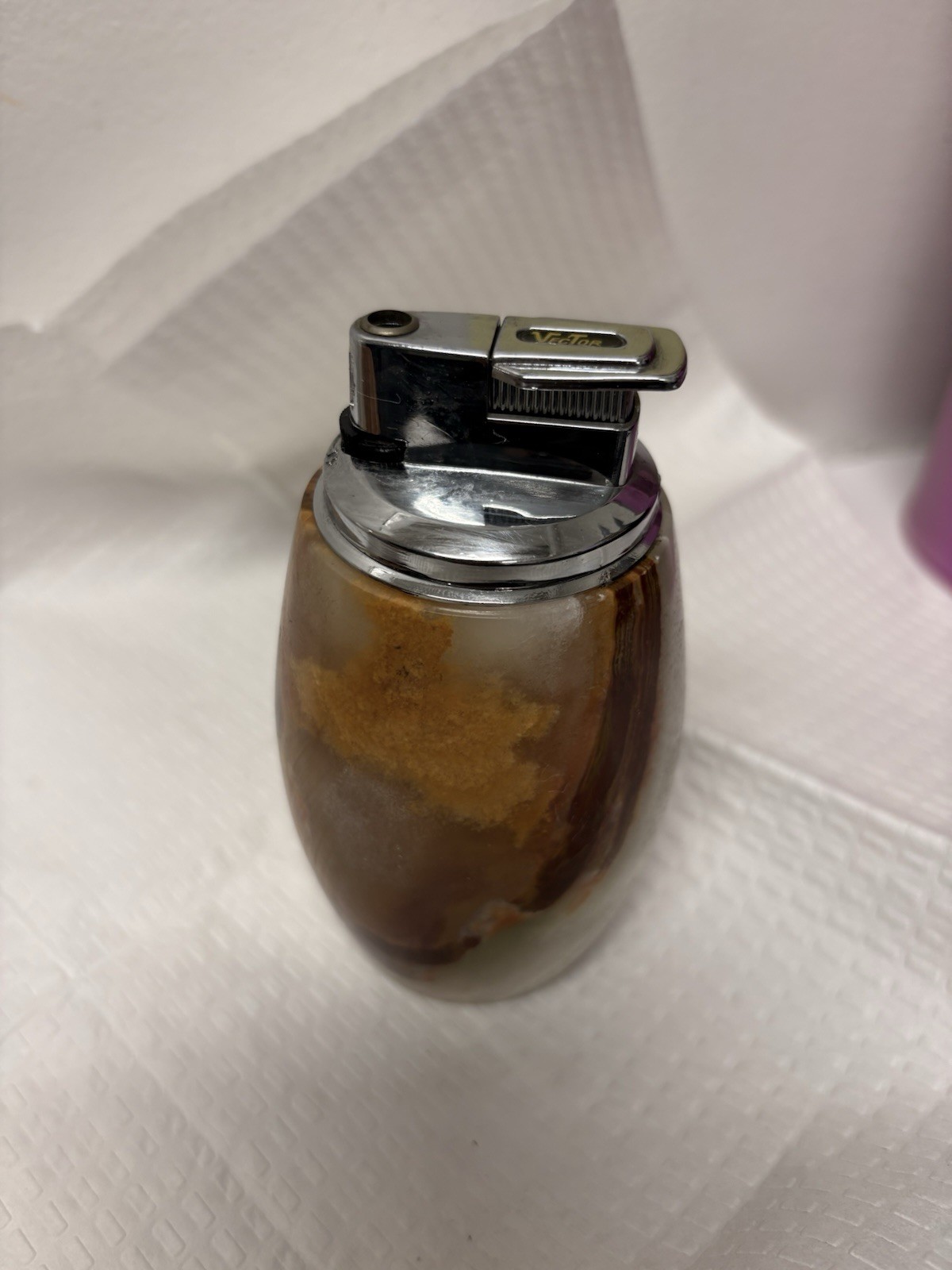 Rare Vintage Vector ONYX Cigarette Table Lighter BEAUTIFUL Very Heavy 2lbs