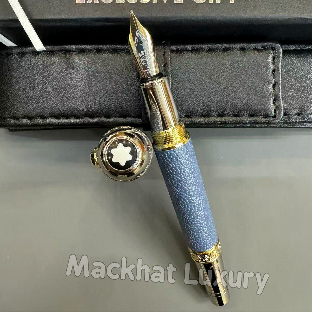 MONTBLANC Johann Wolfgang von Goethe Homage Blue Gold Fountain Pen Rare