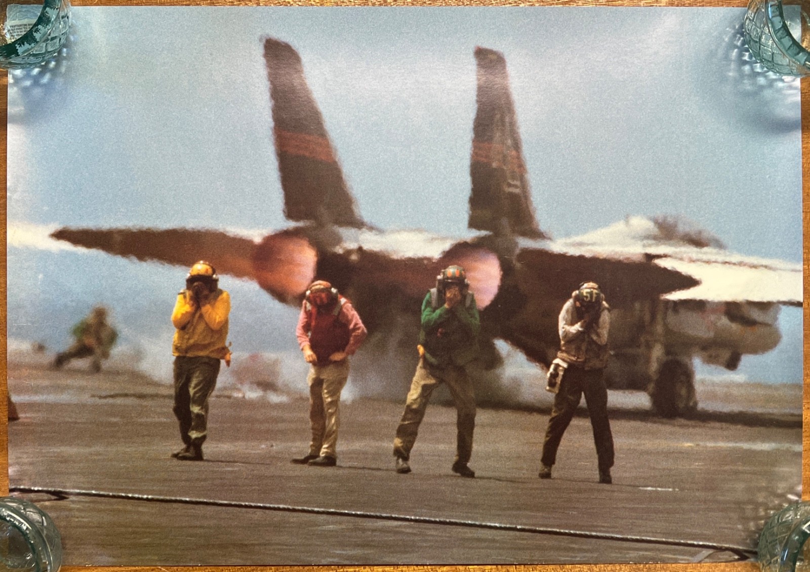Awesome shot of a Grumman F-14 Tomcat on an aircraft carrier: poster 19x27 Awesome shot of a Grumman F-14 Tomcat on an aircraft carrier: poster 19x27
