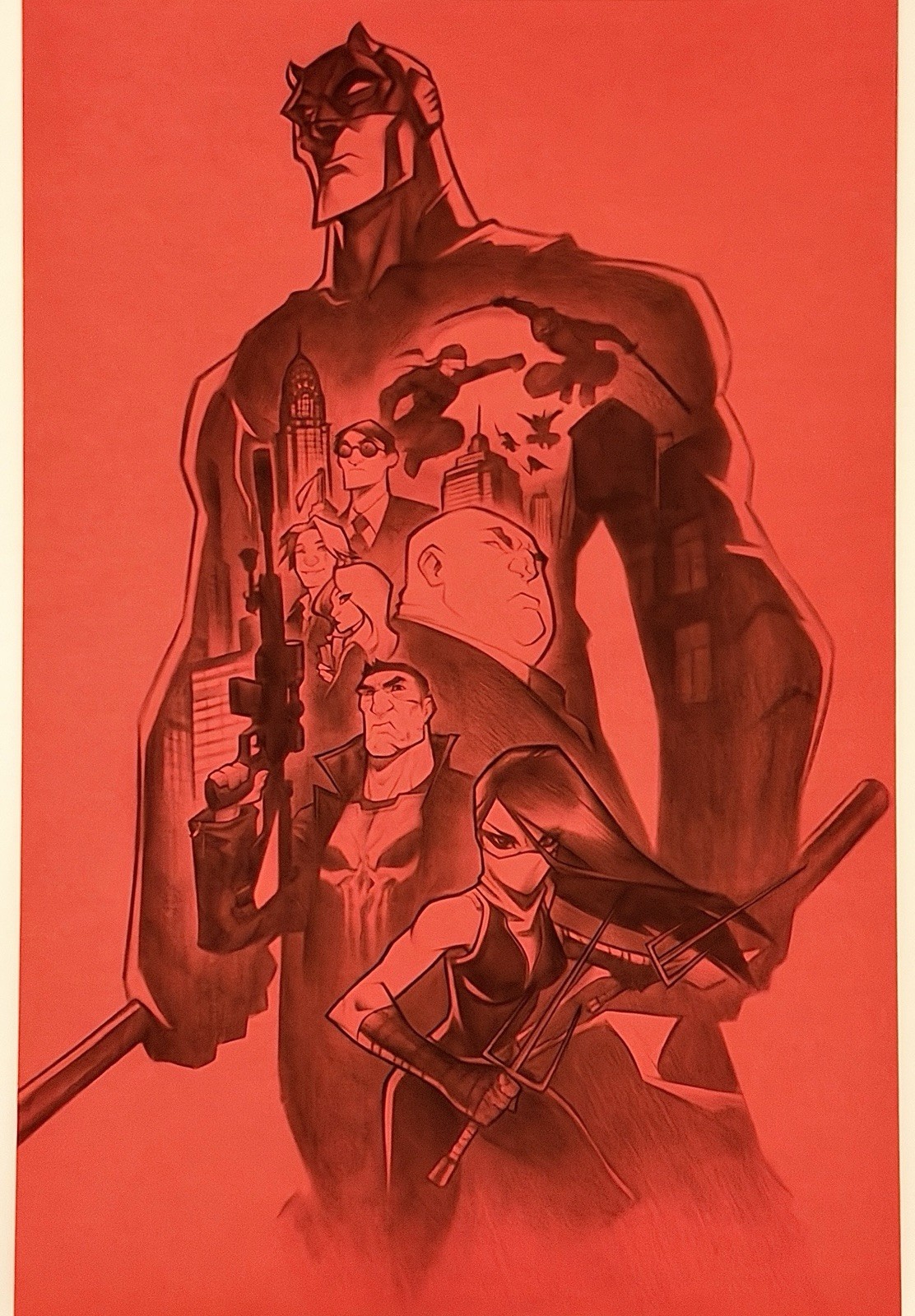 Pedro Delgado Exclusive Art Print - Daredevil, Elektra, Punisher + Kingpin w/COA