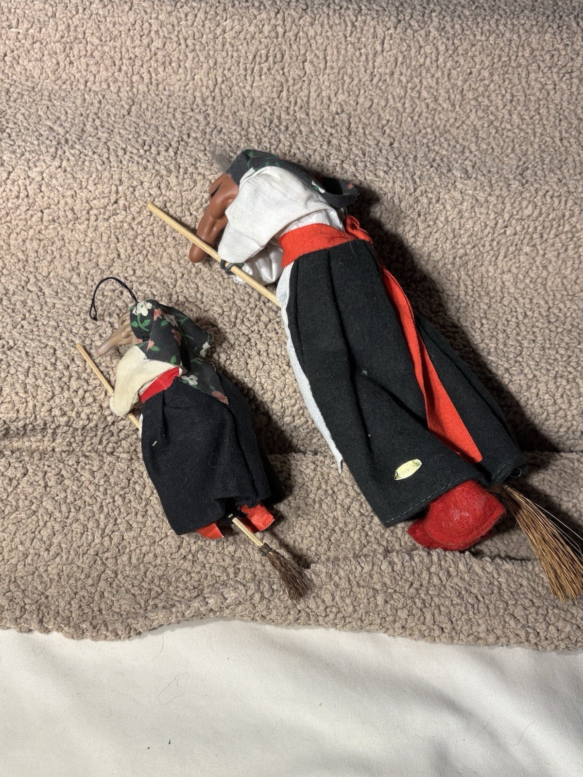 Vintage Kitchen Witch Scandinavian Good Luck Hanging 1970s Straw Broom Womans