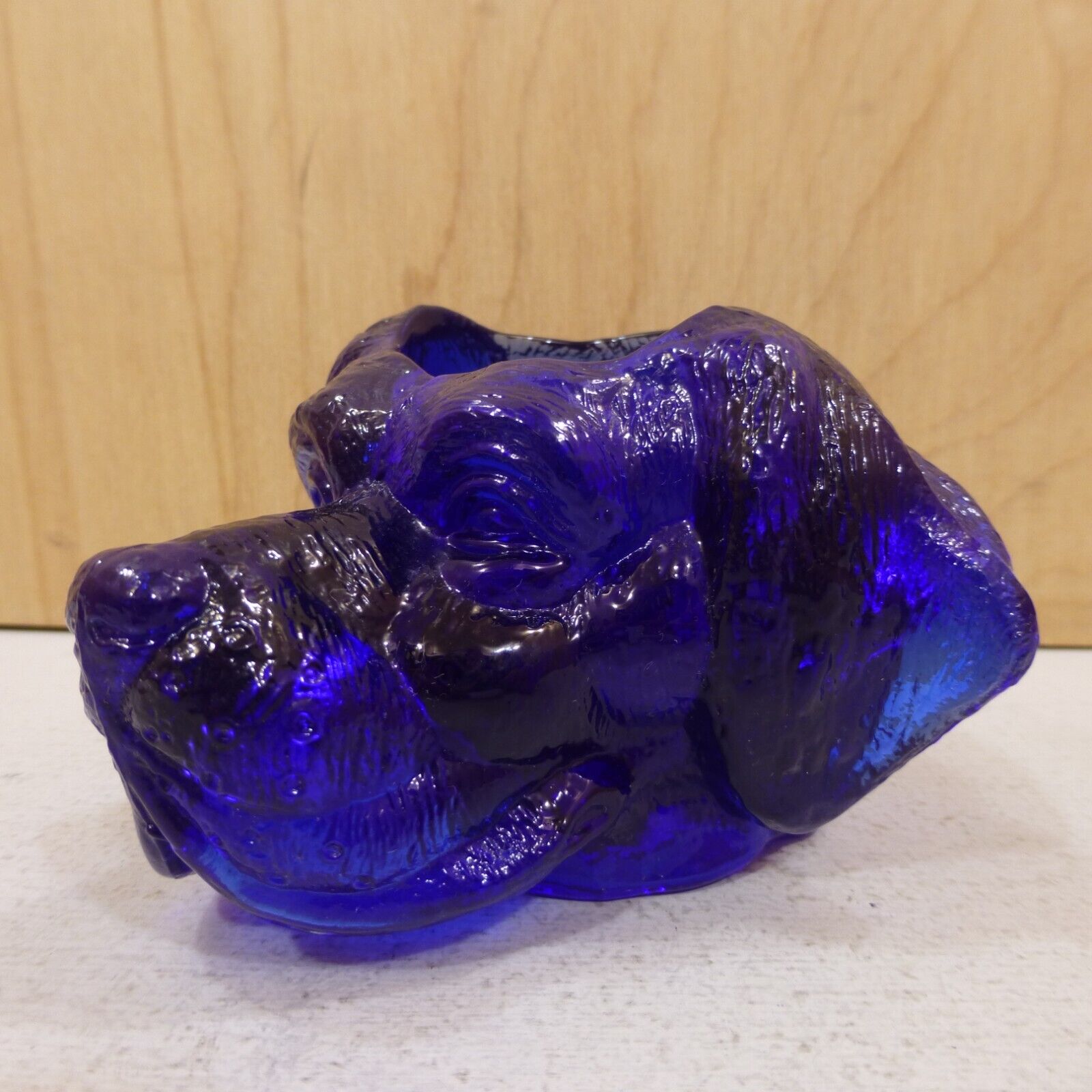 Joe St Clair COBALT BLUE Glass DOG HEAD TOOTHPICK MATCH HOLDER Summit Art