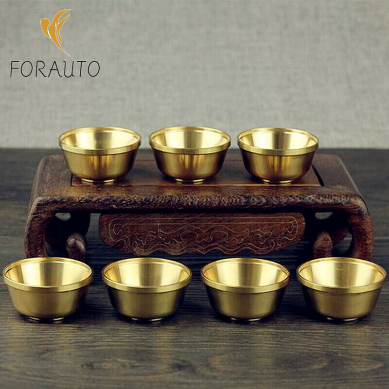 7pcs 1.9inch Small Thickened Buddha Water Supply Bowl Buddhism Brass Cup