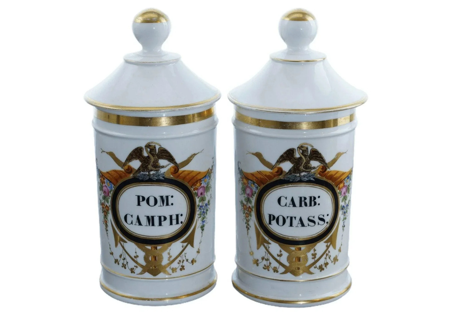 c1860 Old Paris Apothecary Jars Eagle and Anchor for Mexican Market c1860 Old Paris Apothecary Jars Eagle and Anchor for Mexican Market