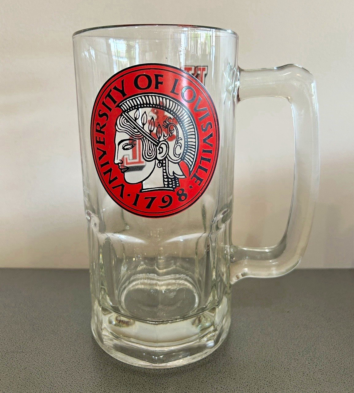 Rare Vintage University of Louisville Cardinals Basketball Tall Glass Mug 