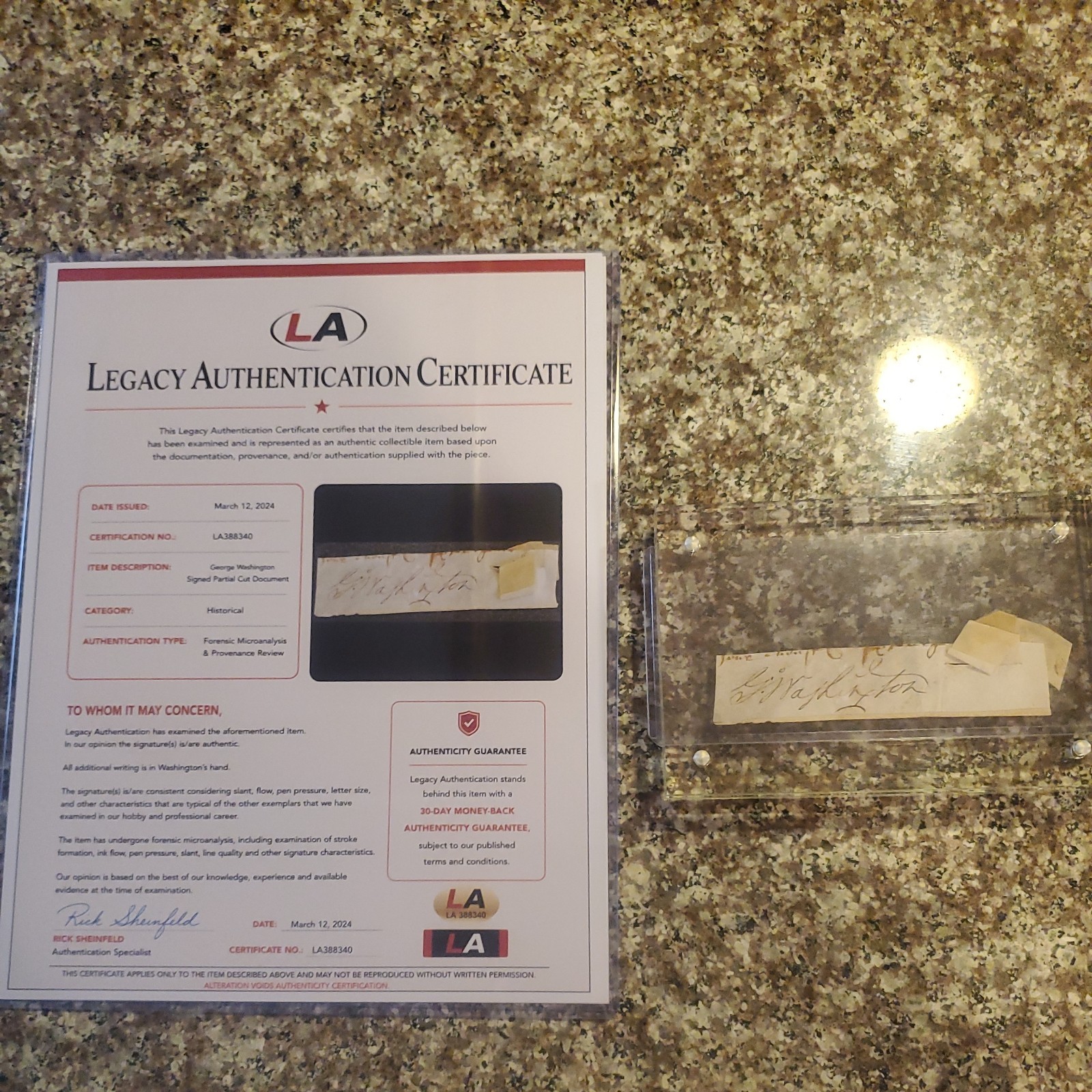 George Washington Signed / Autographed Cut Document w/ LOA