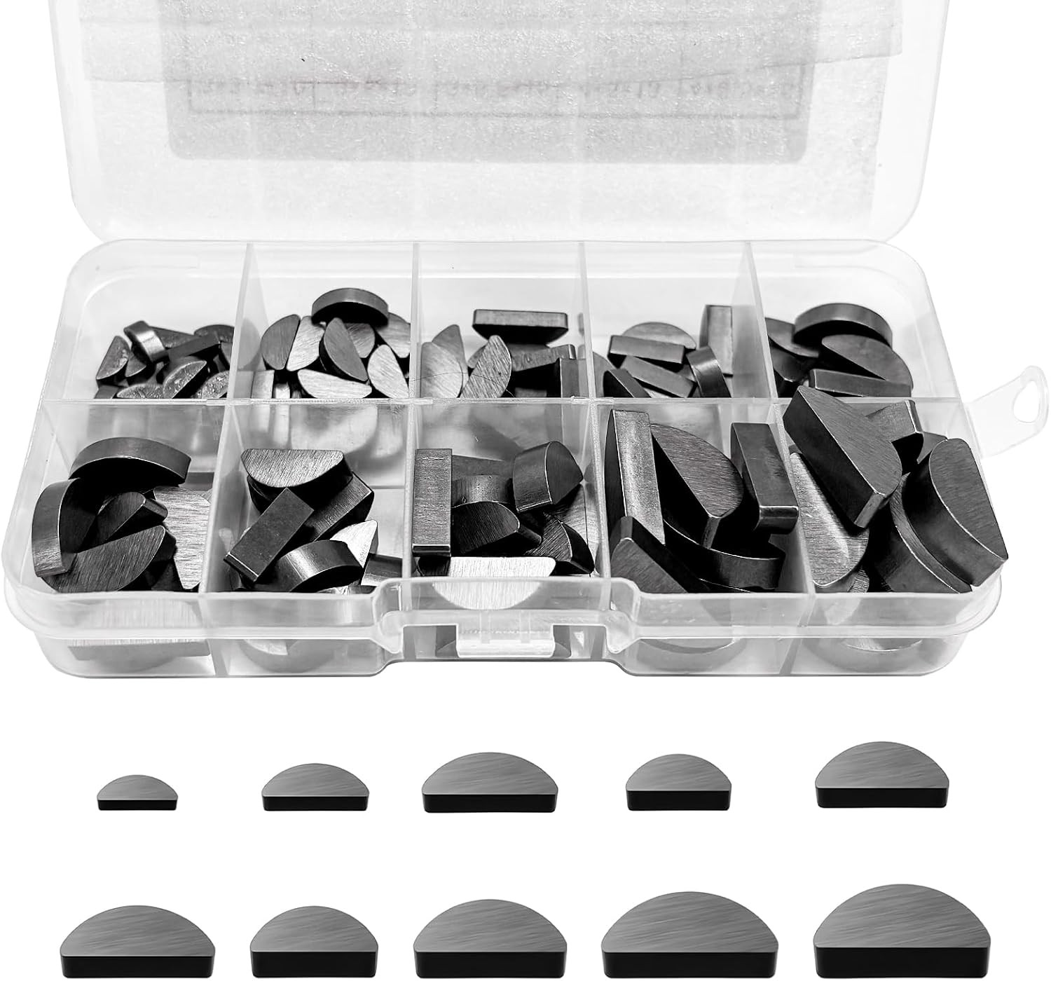 120PCS Woodruff Key Assortment Kit, 10 Sizes Carbon Steel Semicircle Bond Key 120PCS Woodruff Key Assortment Kit, 10 Sizes Carbon Steel Semicircle Bond Key