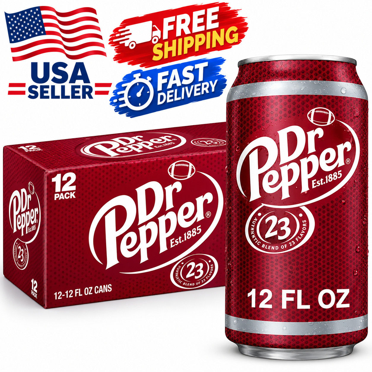 Dr Pepper Soda Pop, 12 fl oz, 12 Pack Cans Dr Pepper Soda Pop, 12 fl oz, 12 Pack Cans