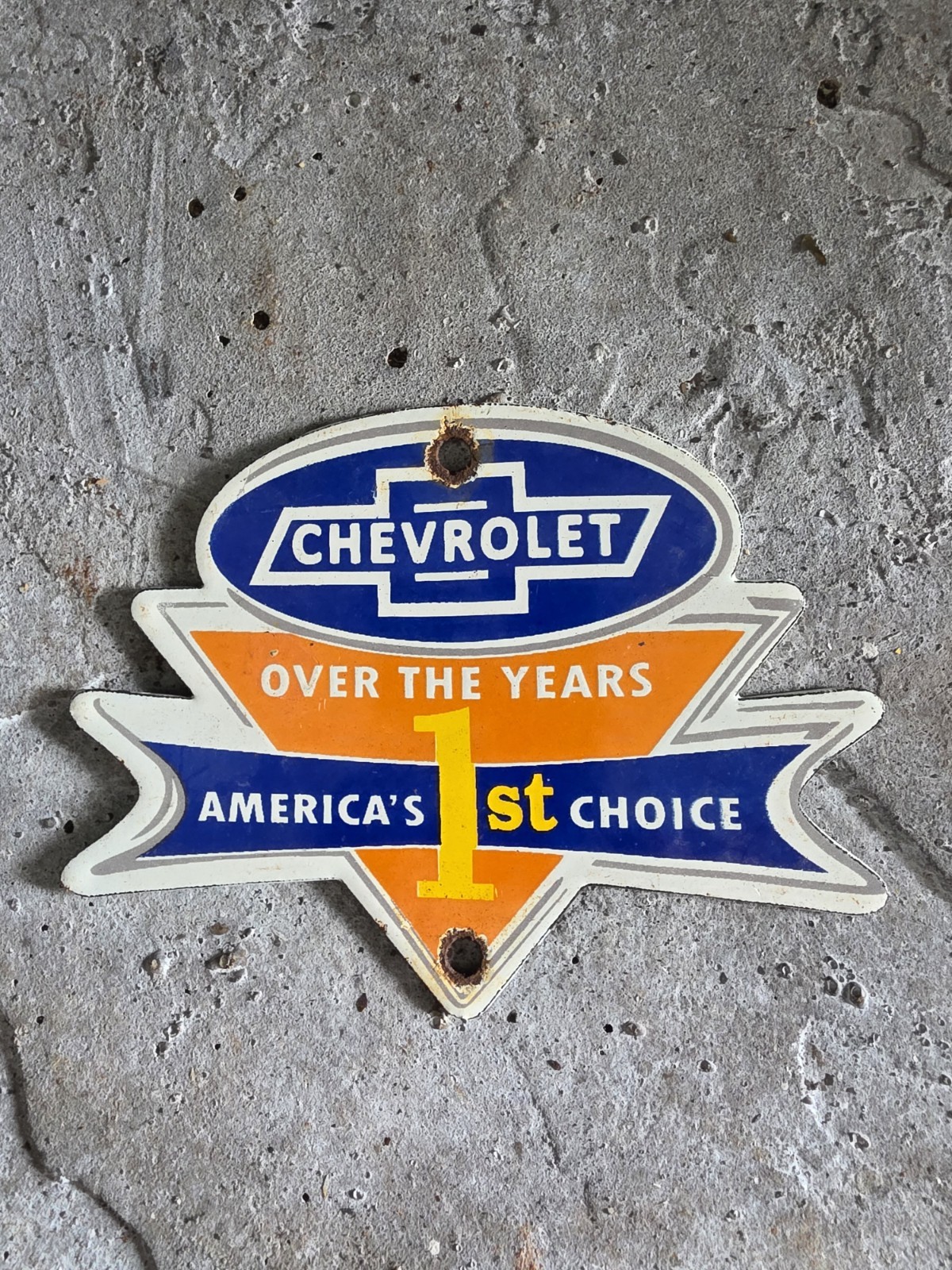 VINTAGE CHEVROLET AMERICA'S 1ST CHOICE PORCELAIN SIGN 6 VINTAGE CHEVROLET AMERICA'S 1ST CHOICE PORCELAIN SIGN 6