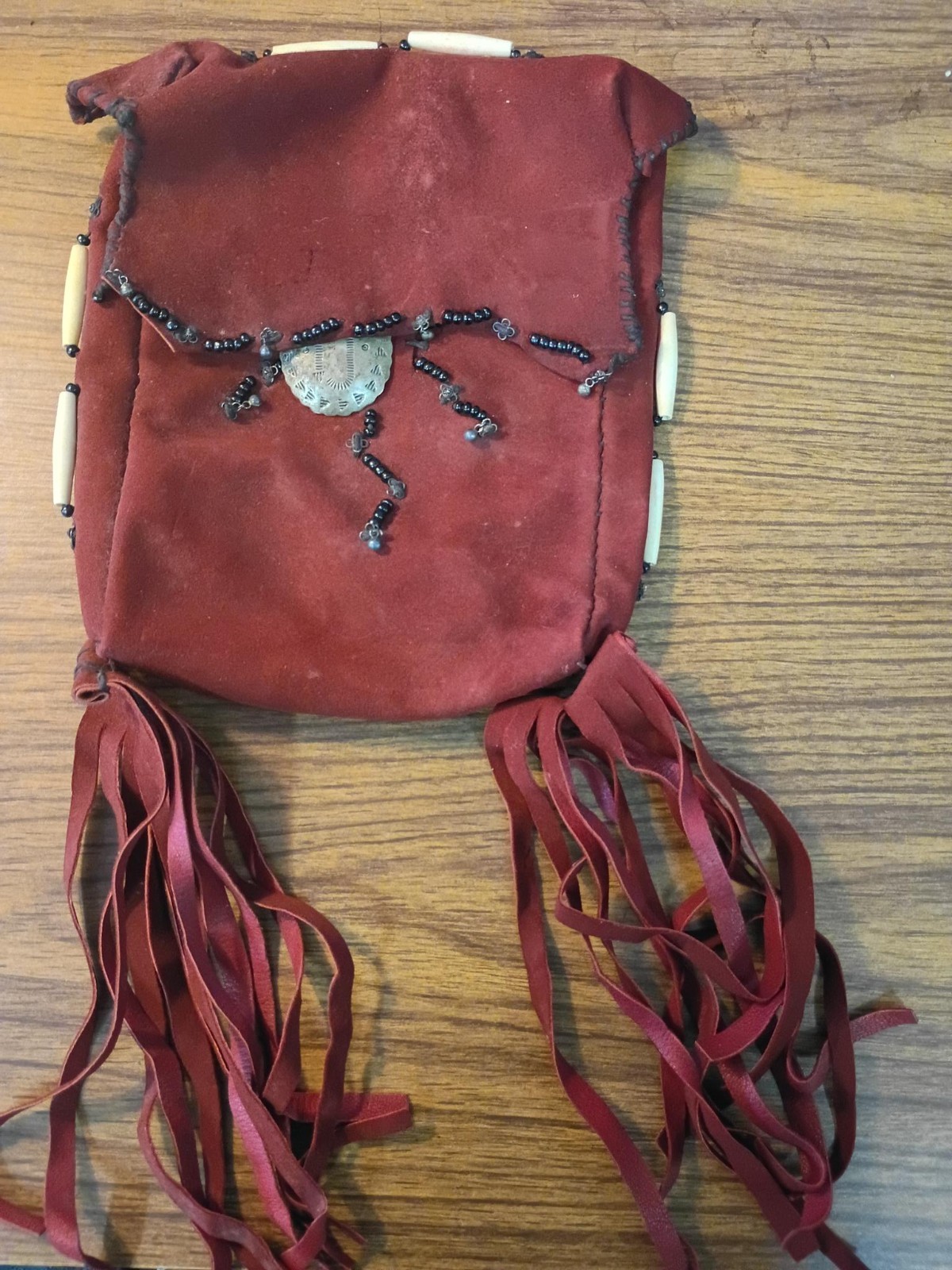 Vtg Taxco 925 Sterling Silver Suede Medicine Pouch Bag Black Onyx Beads Boho 501 Vtg Taxco 925 Sterling Silver Suede Medicine Pouch Bag Black Onyx Beads Boho 501