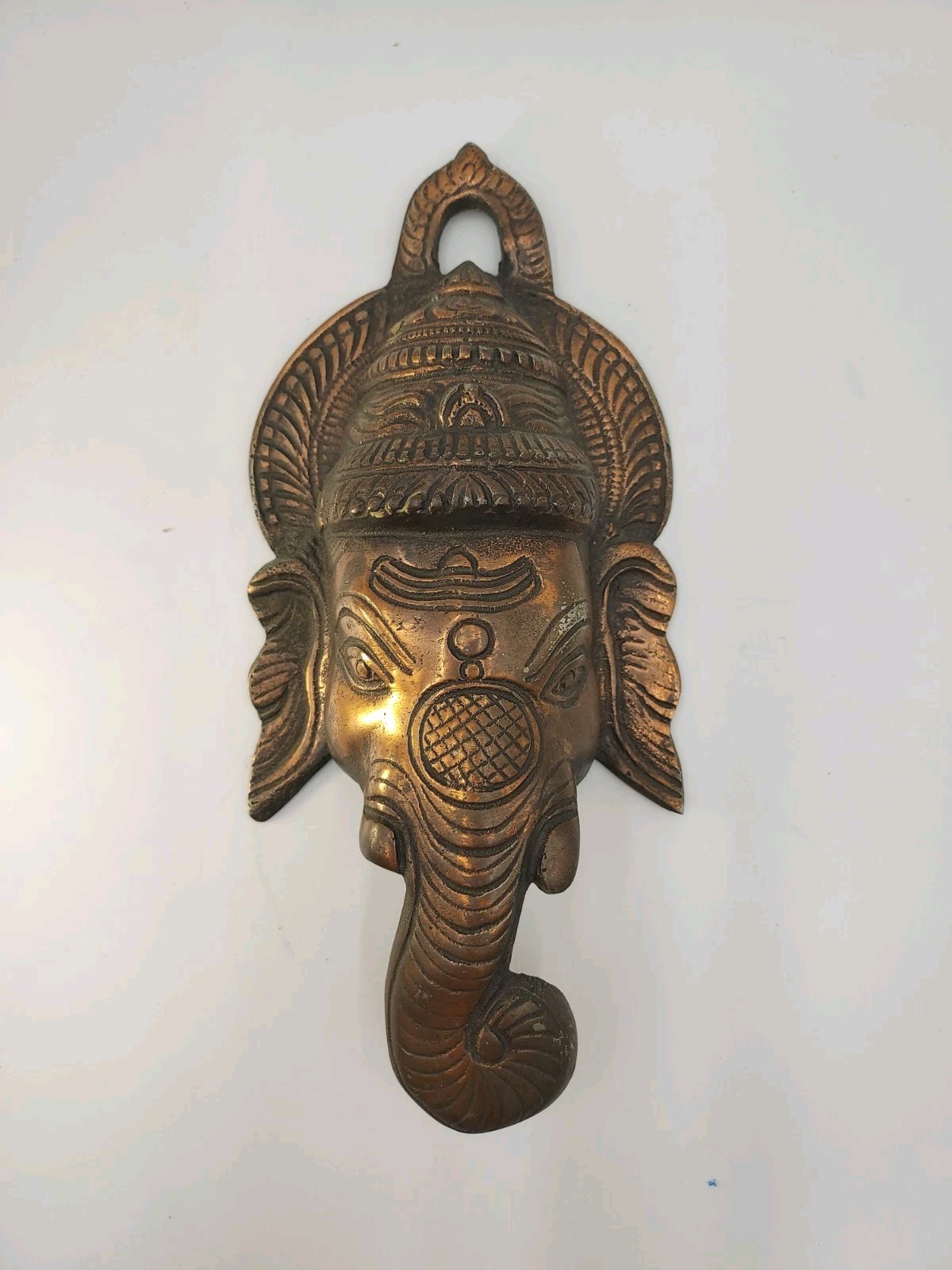 Vintage Brass Lord Ganesha Elephant Head Wall Hanging India Hindu 11