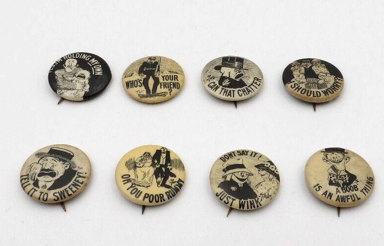 Vintage Hassan & Tokio Cigarette Pinback Buttons 1910s Lot of 8