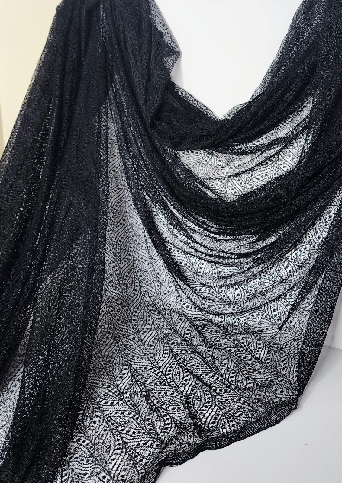 Vintage Klauber Brothers Black Lace Fabric 59/61\
