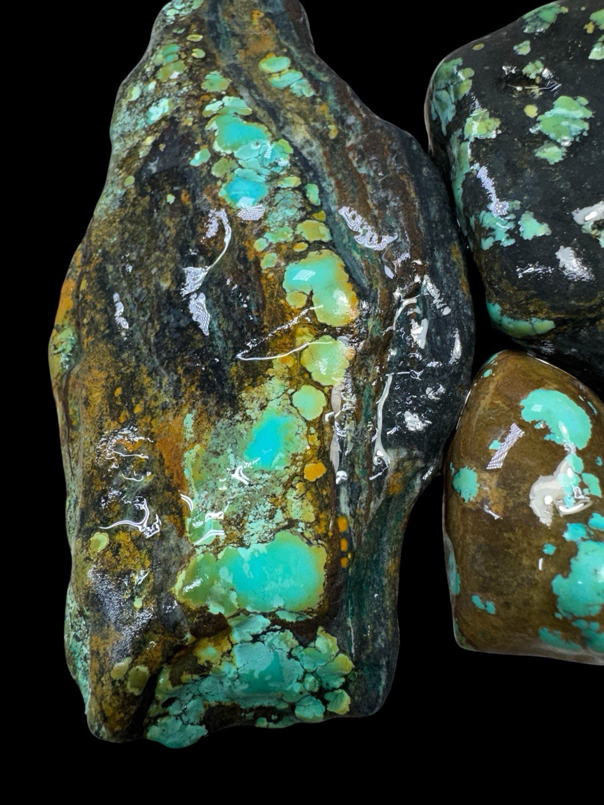 Stabilized Hubei turquoise. Poly Chrome spiderwebs 505 Grams Nice Hard Material Stabilized Hubei turquoise. Poly Chrome spiderwebs 505 Grams Nice Hard Material