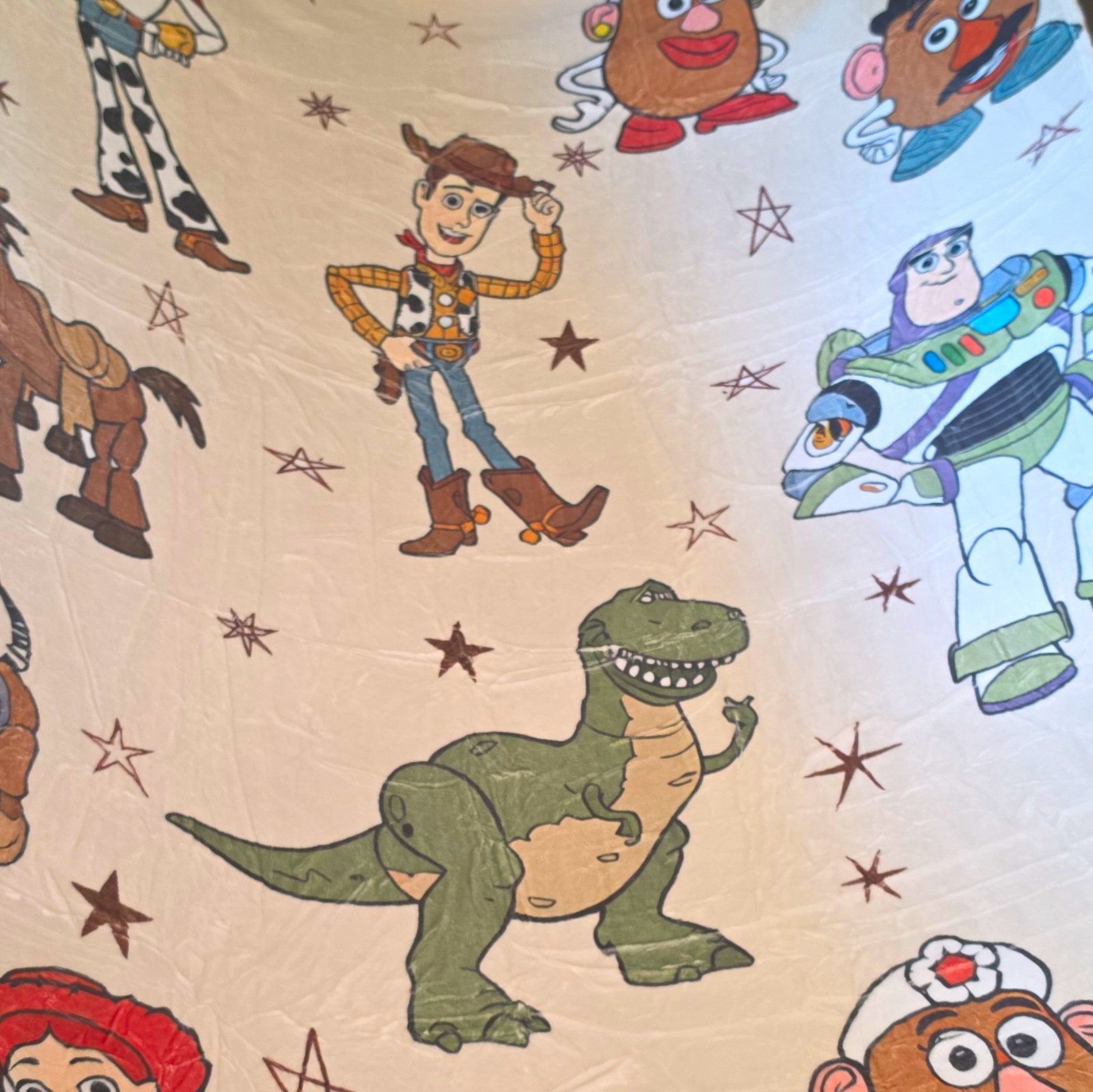 Disney Toy Story Character Print Blanket Woody Buzz Rex Jessie Mr. Potato Head