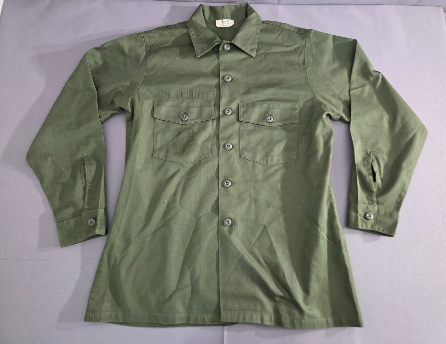 Vintage Army Shirt Mens Large 16.5x34 1982 Utility Durable Press OG-507 Military Vintage Army Shirt Mens Large 16.5x34 1982 Utility Durable Press OG-507 Military