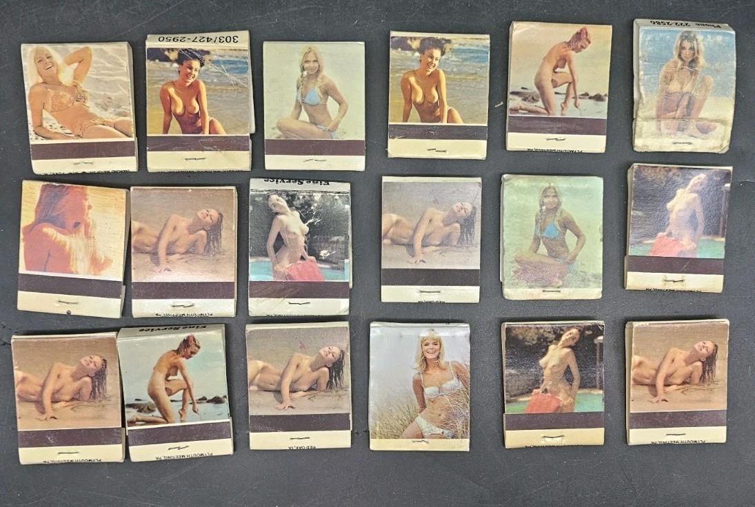 Vintage Front Strike Girlie Pinup Girls Risque Matchbook Lot Of 18 used/unused