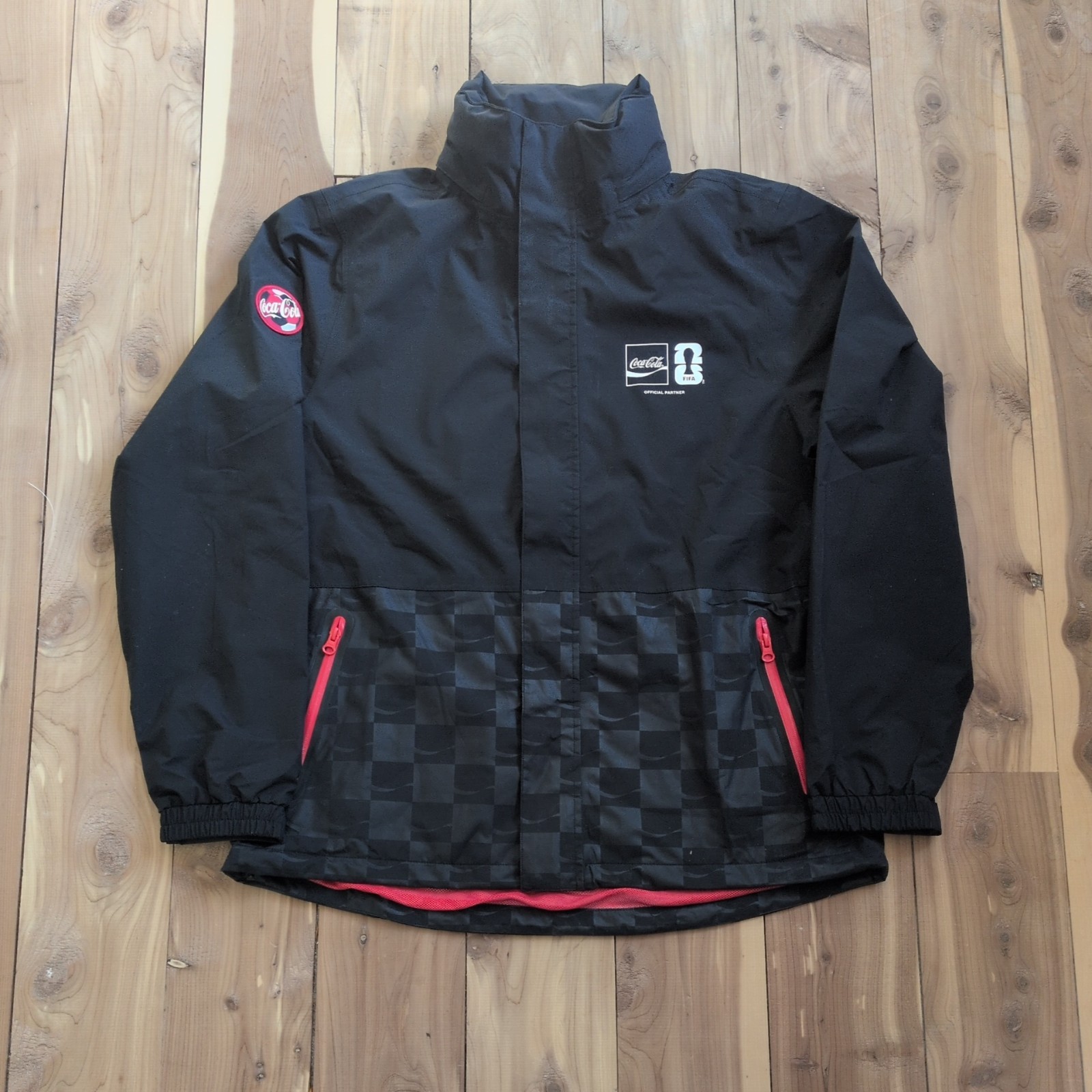 Coca-Cola FIFA Official Partner Hooded Jacket Black Red Mesh Lining Size L