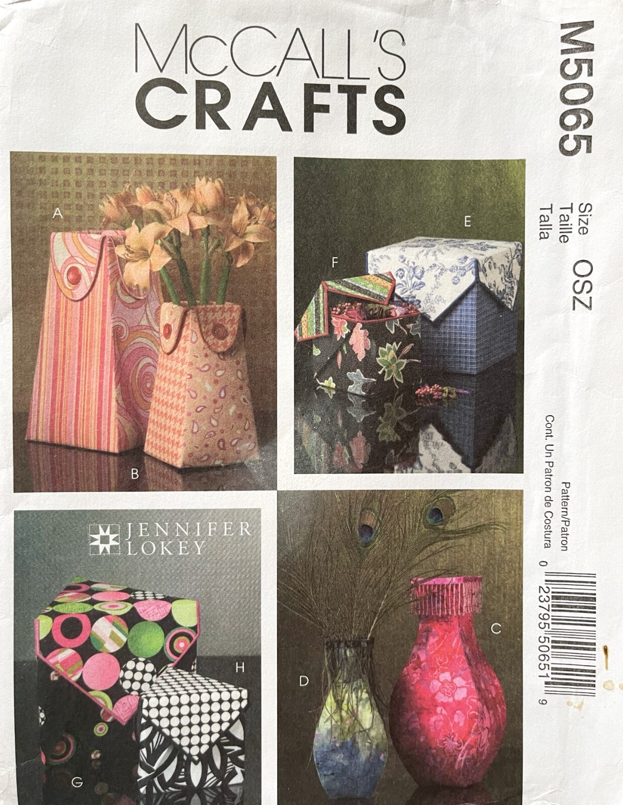 McCall's Fabric Vases and Boxes Pattern M5065 UNCUT