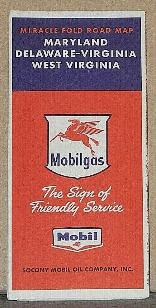 1957 Mobil Road Map of Maryland-Delaware-Virginia-West Virginia \
