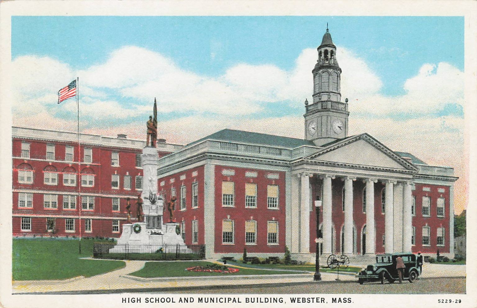 Webster, MA High School & Municipal Building C.T. American Art Postcard Webster, MA High School & Municipal Building C.T. American Art Postcard