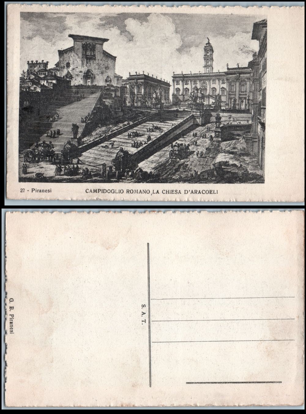 Piranesi Campidoglio Romano La Chiesa d\'Aracoeli Rome Italy art postcard