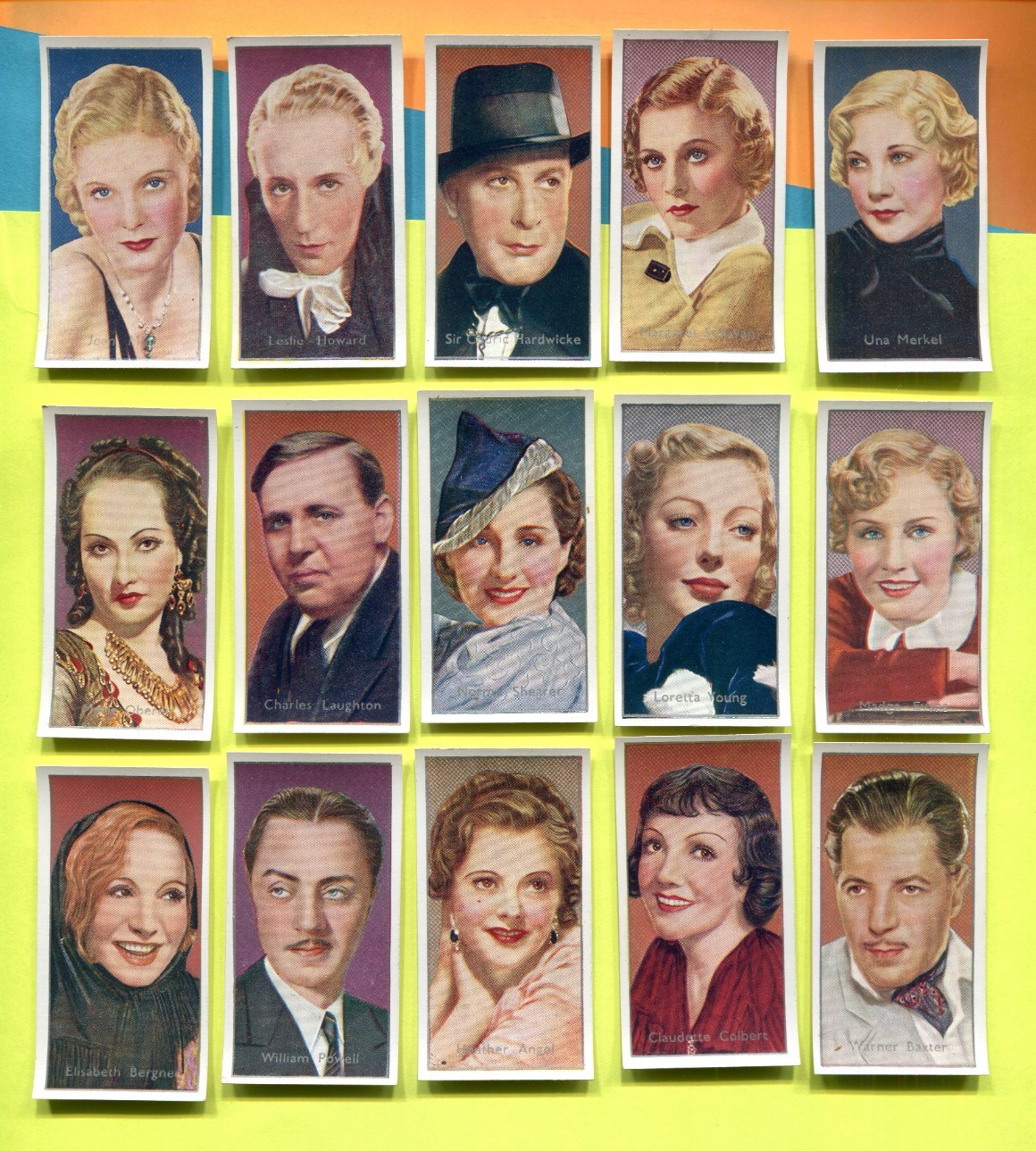 1936 CARRERAS LTD. FILM STARS 15 DIFFERENT TOBACCO CARD LOT 1936 CARRERAS LTD. FILM STARS 15 DIFFERENT TOBACCO CARD LOT