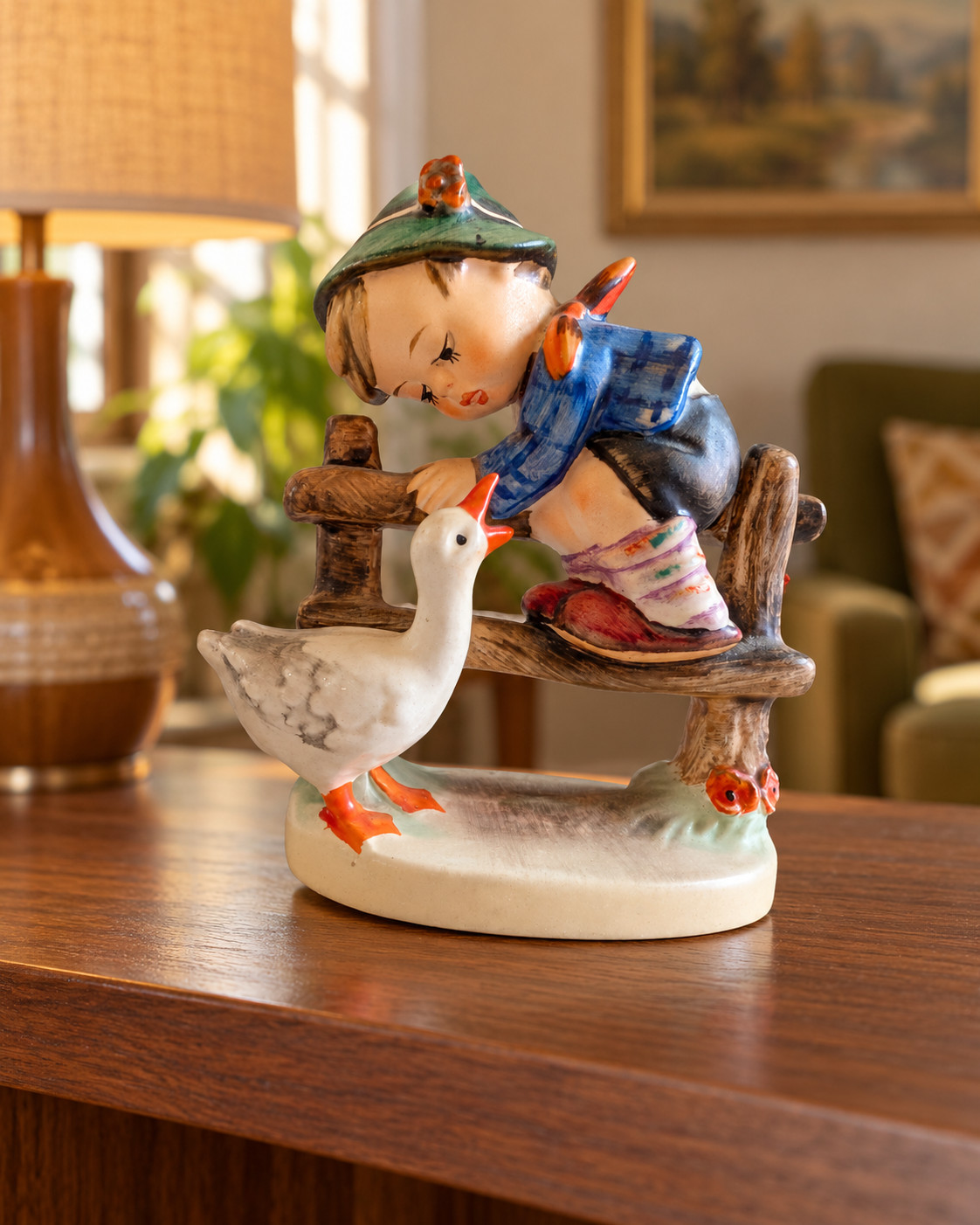 Vintage Goebel M.I. Hummel Barnyard Hero #195 2/0 TMK-3 Boy & Goose Vintage Goebel M.I. Hummel Barnyard Hero #195 2/0 TMK-3 Boy & Goose