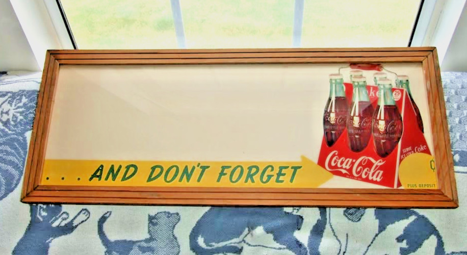 RARE ORIGINAL 1947  COCA COLA FRAME ART ADVERSTING CARDBOARD WOODEN FRAME SIGN 