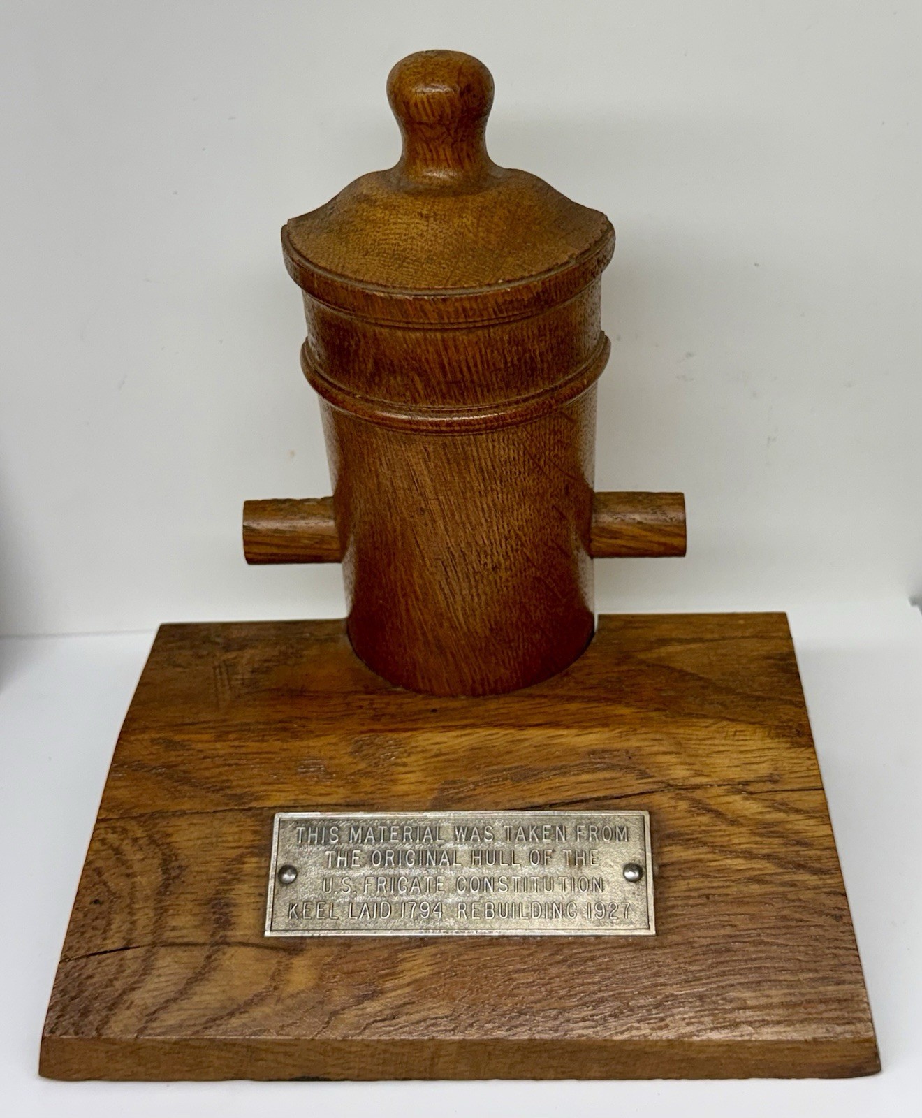 U.S. Frigate Constitution Original Hull Wood Canon 1927 Plaque Keel Laid 1794 U.S. Frigate Constitution Original Hull Wood Canon 1927 Plaque Keel Laid 1794