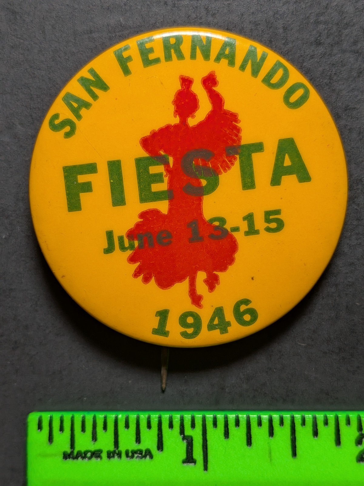 Vintage 1946 San Fernando California Fiesta Pinback Pin Vintage 1946 San Fernando California Fiesta Pinback Pin