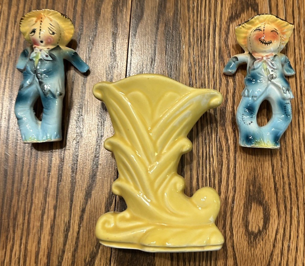 Vnt 1950s Holt Howard Halloween Scarecrow Japan Salt Pepper Shakers Shawnee 835