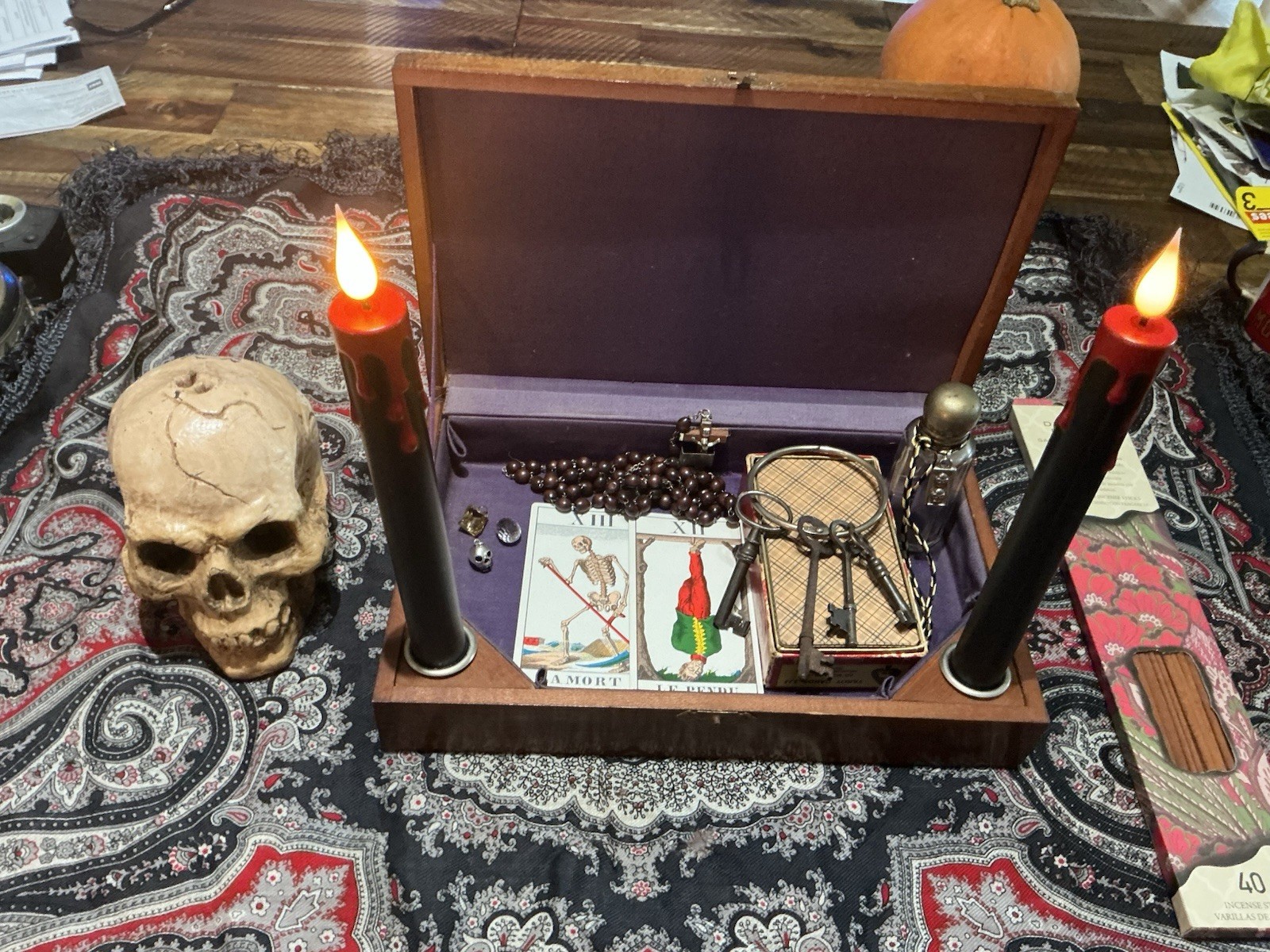 Antique 1900’s Last Rites Gothic Alter Kit Box Vintage Skull Tarot Crystal Key Antique 1900’s Last Rites Gothic Alter Kit Box Vintage Skull Tarot Crystal Key