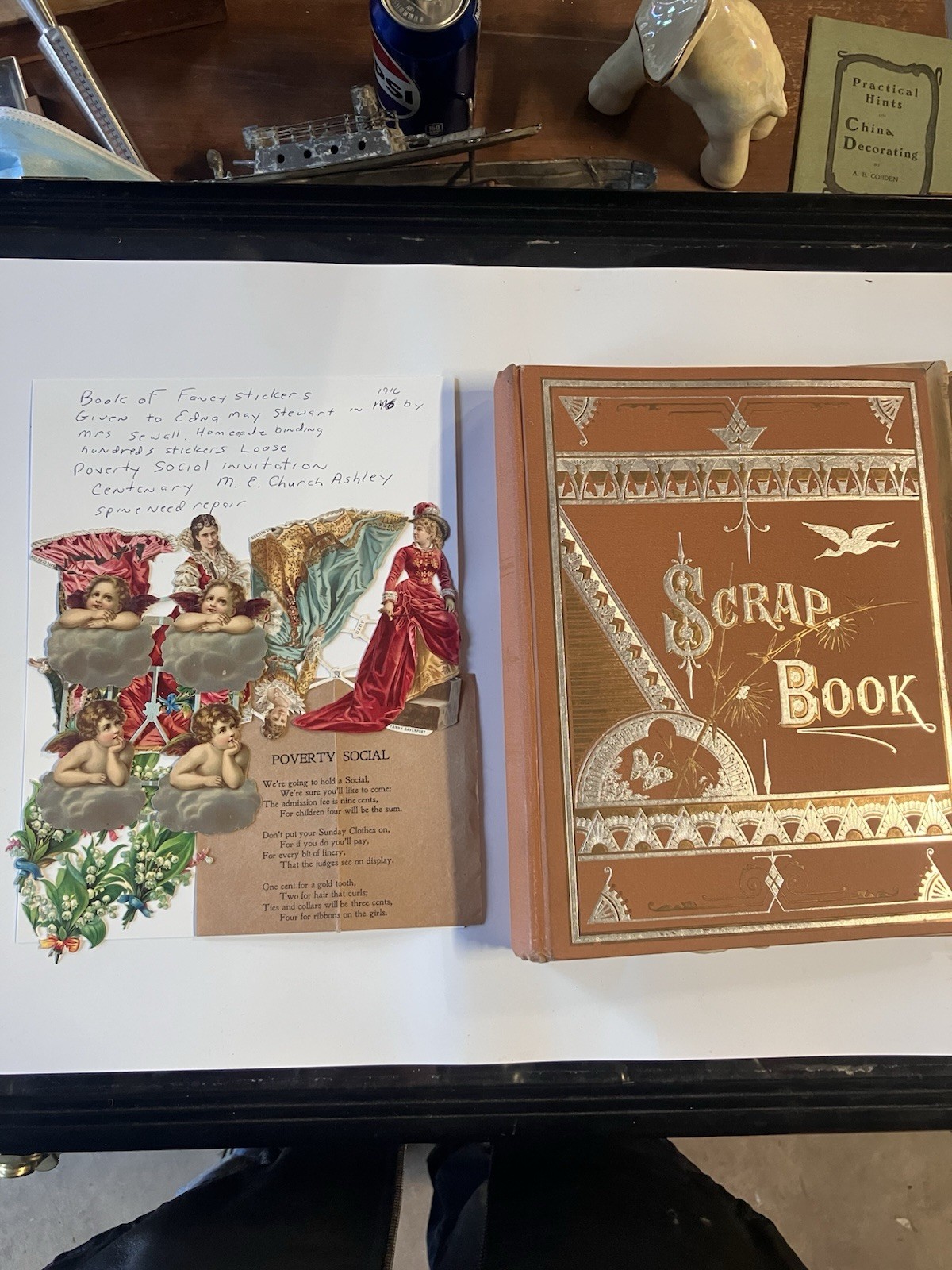 Antique Scrap Book 1916 Hundreds Of Stickers Collectible Paper