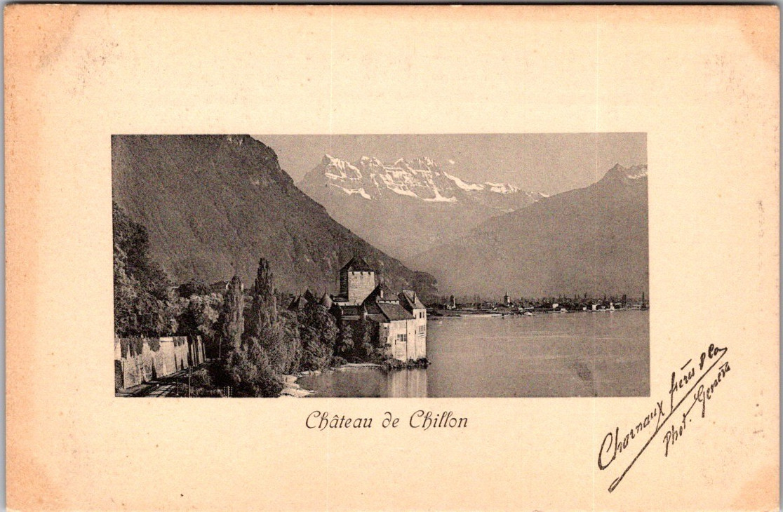 Antique Chateau de Chillon Real Photo Mounted Postcard Montreux [AA]